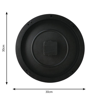 Wall Clock with Silent Movement, 30 cm, Black, MDF and Glass