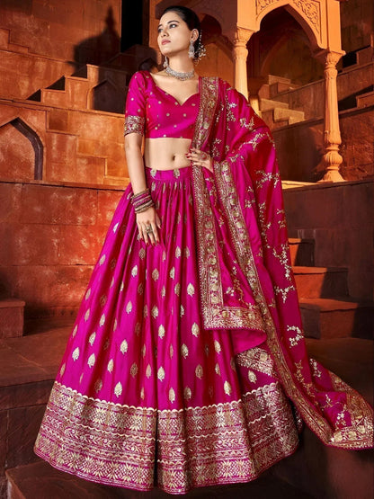 Tulsi Art Marvelous Hot Pink Sequins Embroidered Silk Lehenga Choli