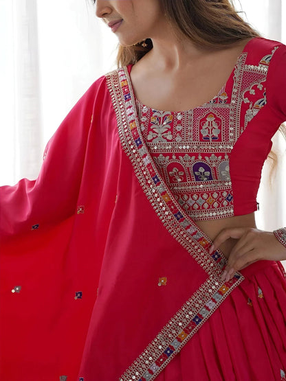 Tulsi Art Magnetic Pink Coding Work Crepe Silk Designer Lehenga Choli