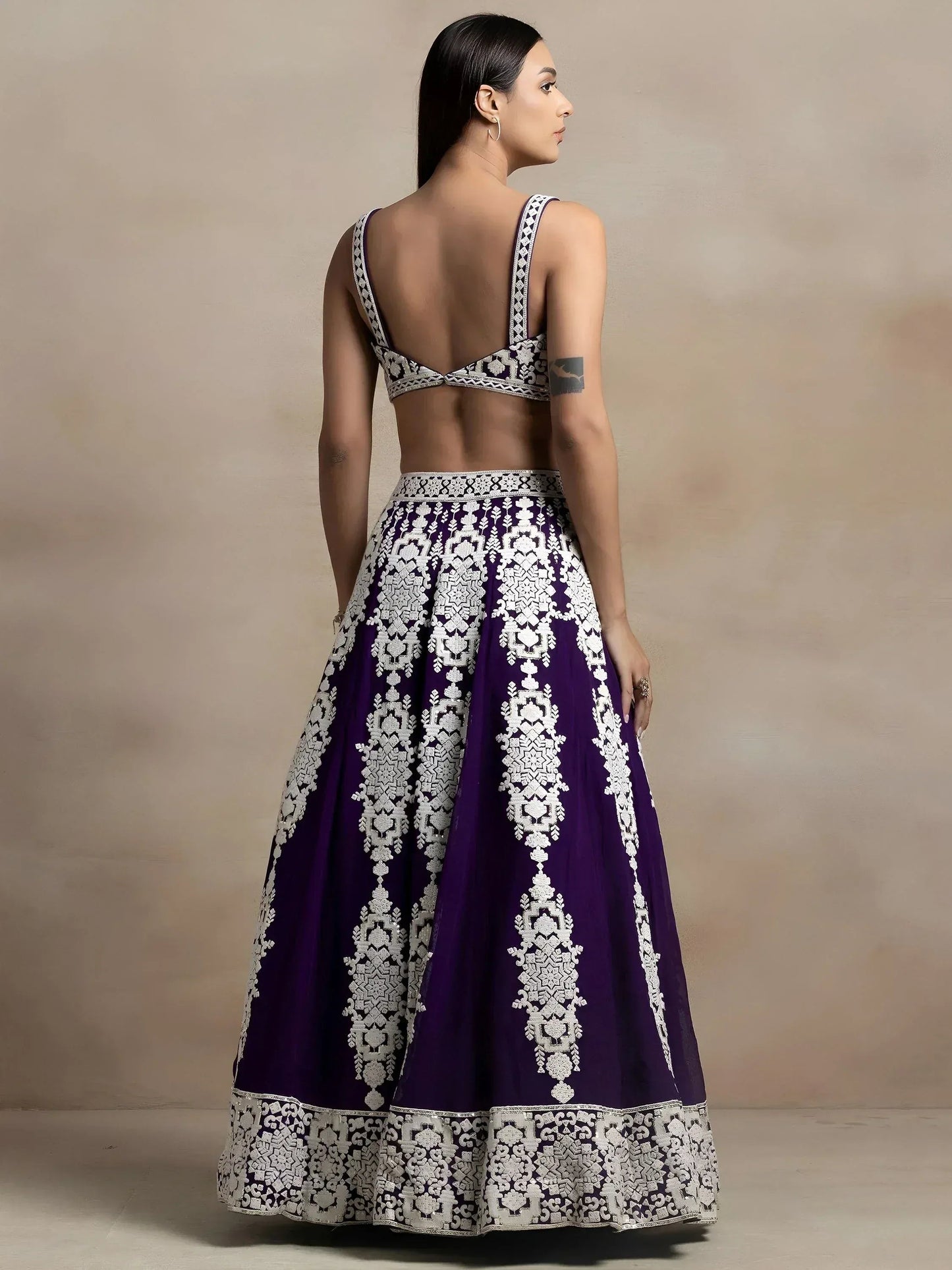 Tulsi Art Bewitching Purple Thread Work Georgette Festival Wear Lehenga Choli