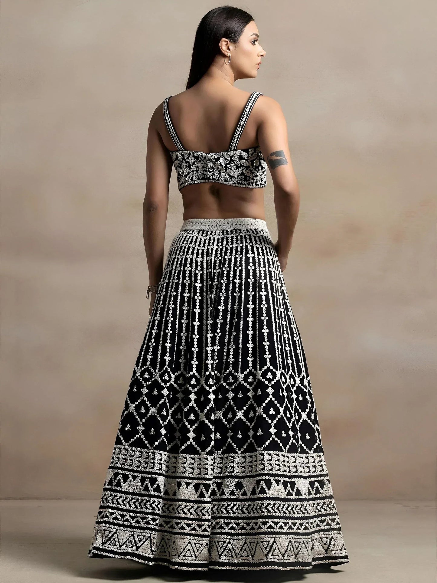 Tulsi Art Awesome Black Thread Work Georgette Reception Wear Lehenga Choli