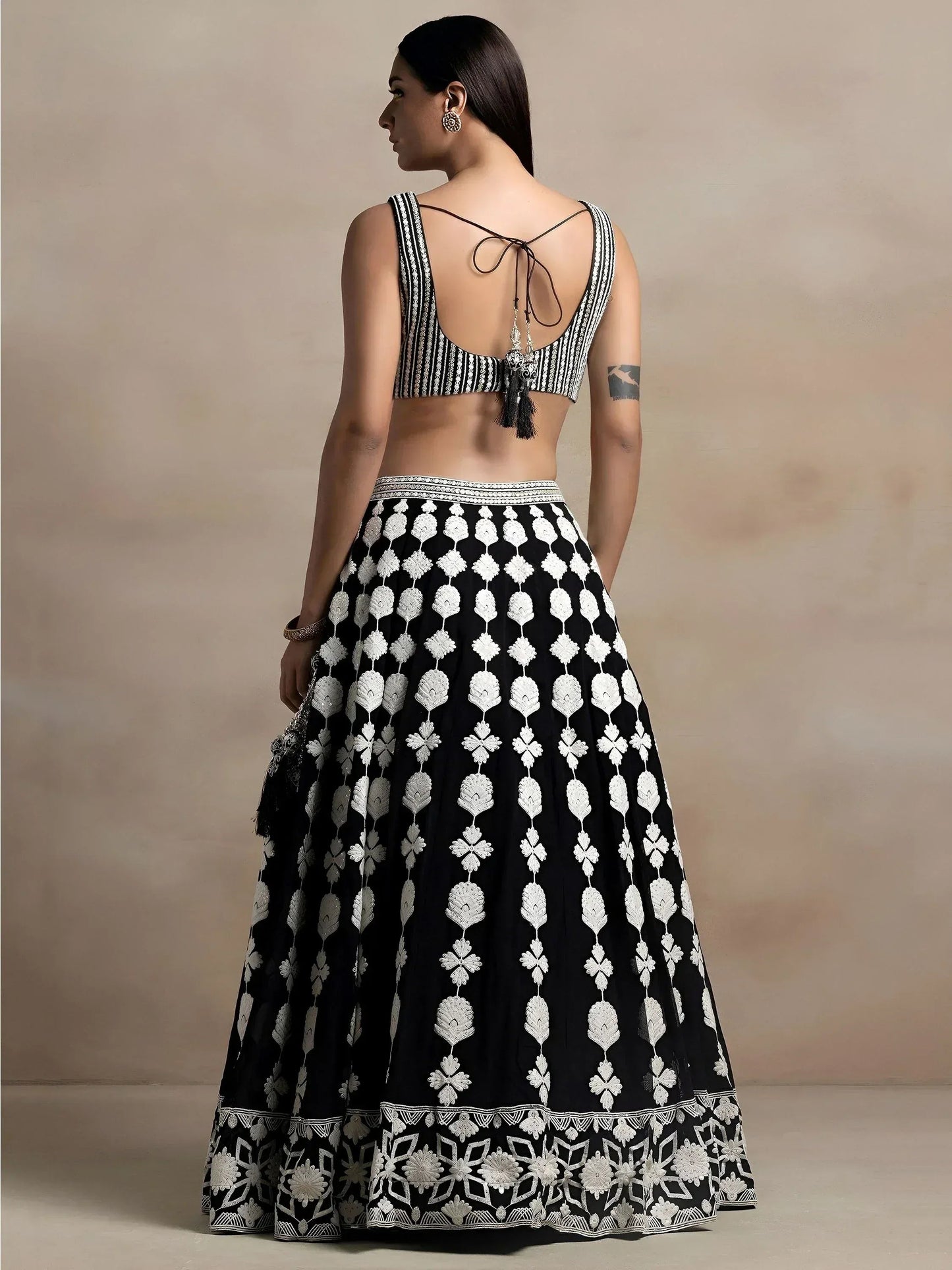 Tulsi Art Incredible Black Thread Embroidered Georgette Lehenga Choli