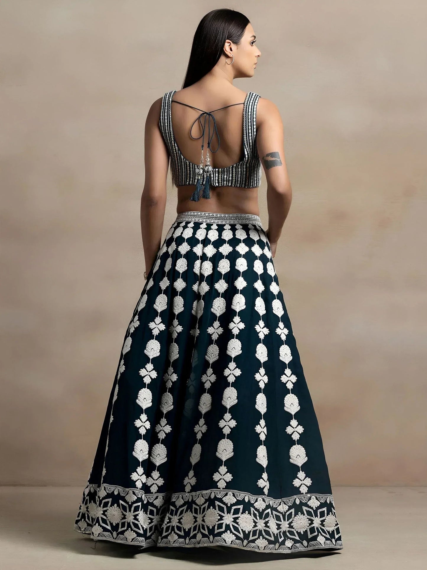 Tulsi Art Lovely Dark Green Thread Work Georgette Festival Wear Lehenga Choli