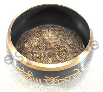 Singing Bowl - Tibetan Buddhist Meditation Bowl - Metal Alloy - 6 Inch Diameter - 3.5 Inch High