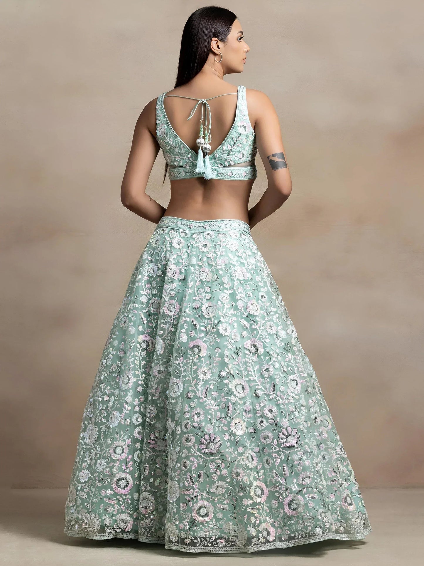 Tulsi Art Attractive Blue Sequins Net Designer Lehenga Choli With Dupatta