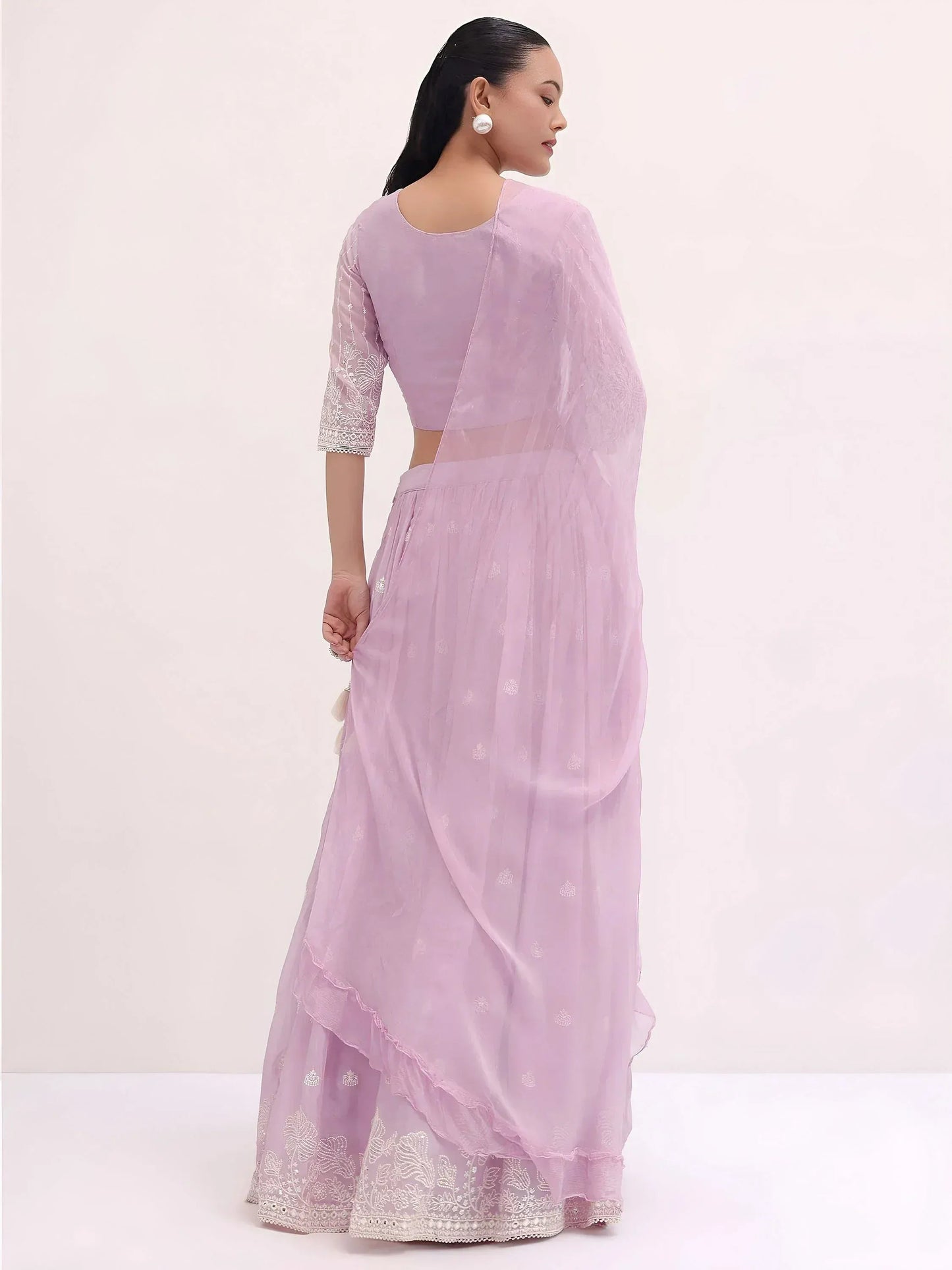 Tulsi Art Attractive Pink Thread Embroidered Georgette Event Wear Lehenga Choli