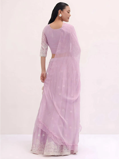 Tulsi Art Attractive Pink Thread Embroidered Georgette Event Wear Lehenga Choli