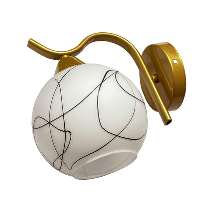 Wall Light Modern Classic Design Metal and Glass Gold and White 10-15 Sq mtr