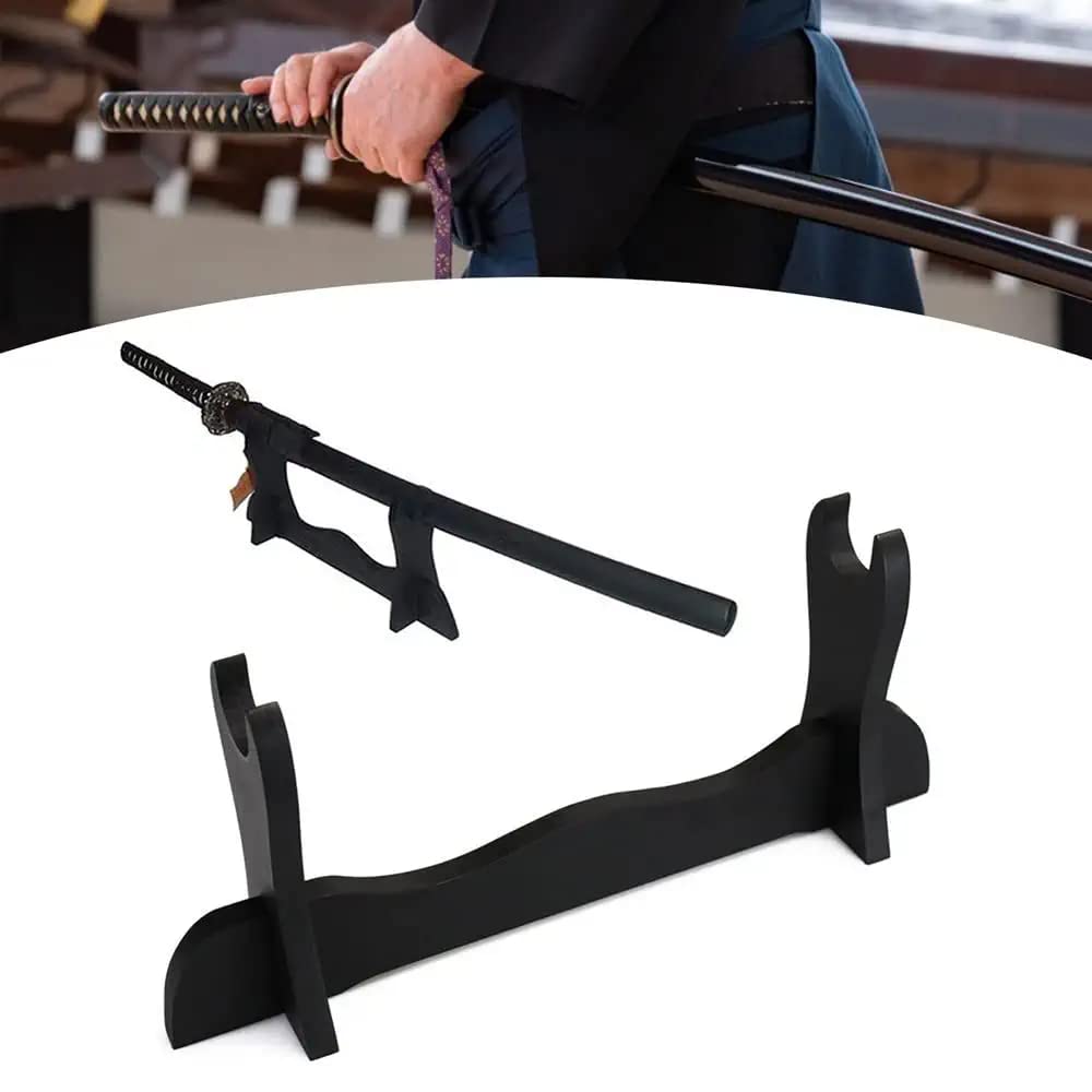 Katana Premium finish wooden single layered Black Stand | Deattachable