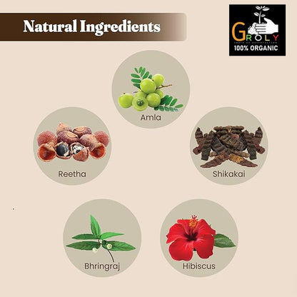 Organic Amla, Reetha, Shikakai, Bhringraj & Hibiscus Powder Combo - 250g