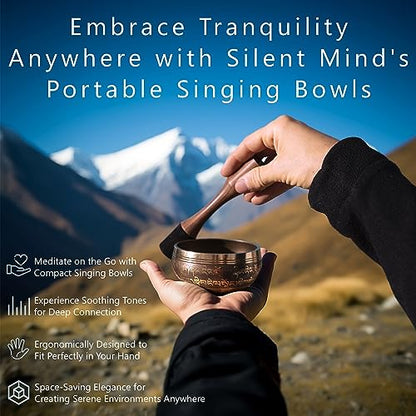 Tibetan Singing Bowl Set - Bronze - Mindfulness Meditation - 15 cm