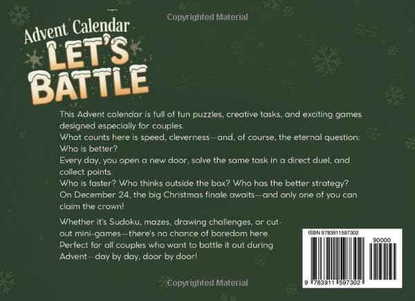 Advent Calendar: The Great Advent Challenge for Couples – Let’s Battle | 24 Days of Interactive Challenges & Brain Games | Fun Gift for Women and Men 