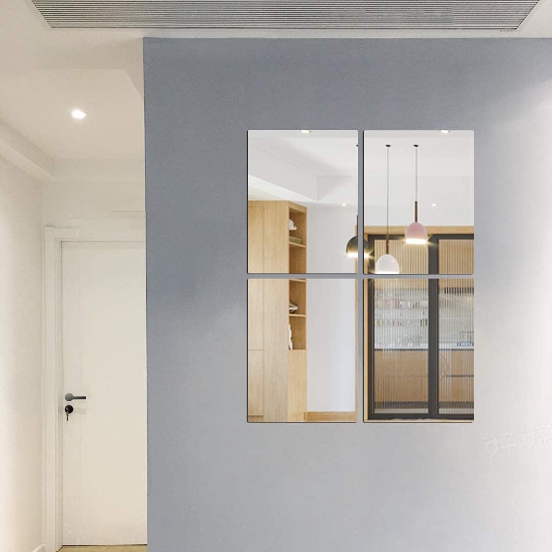 Acrylic Wall Mirrors - Rectangular Shape - 6.3'' x 8.3'' - Self-Adhesive - Pack of 4