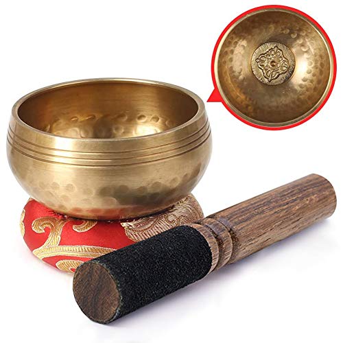 Tibetan Singing Bowl Set 3 Inch Handmade Meditation Bowl with Silk Cushion and Mallet