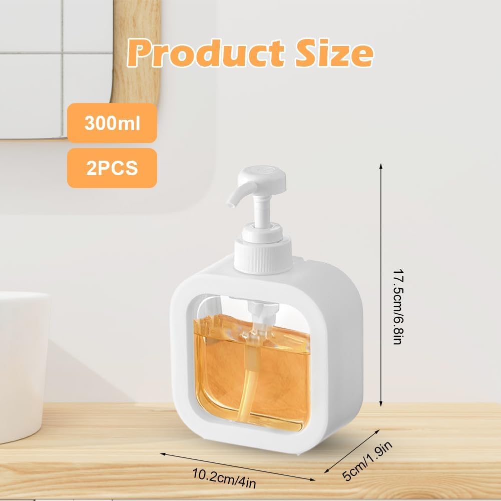 Soap Dispenser - Modern White Plastic - Refillable 10 Oz/17 Oz - Leak-Proof Pump - Eco-Friendly Design