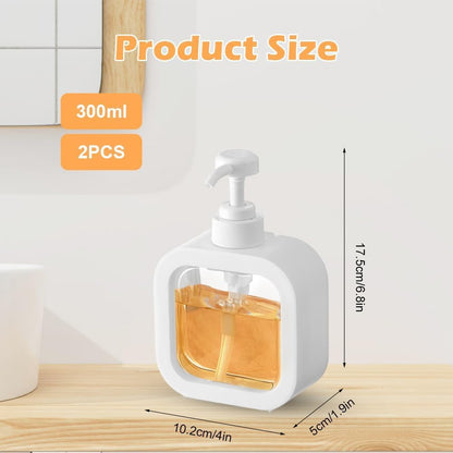 Soap Dispenser - Modern White Plastic - Refillable 10 Oz/17 Oz - Leak-Proof Pump - Eco-Friendly Design