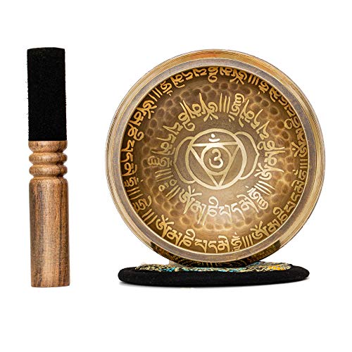 Singing Bowl 4.2 inch Antique Design Handmade Metal with Buddhist Mantra from Nepal