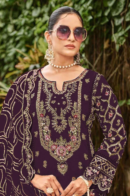 Anaita Purple Faux Georgette Suit with Embroidery & Sequence Work