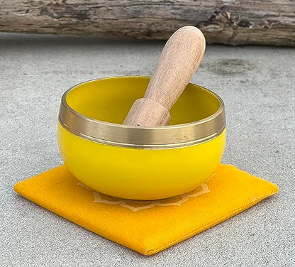 Singing Bowl Solar Plexus Chakra Handcrafted in Nepal 4" Diameter Yellow