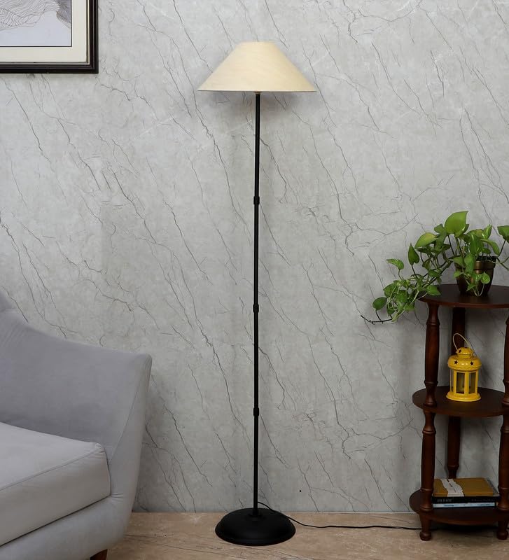 Foldable Metal Floor Lamp with Off-White Shade - 55 Inch - Blue
