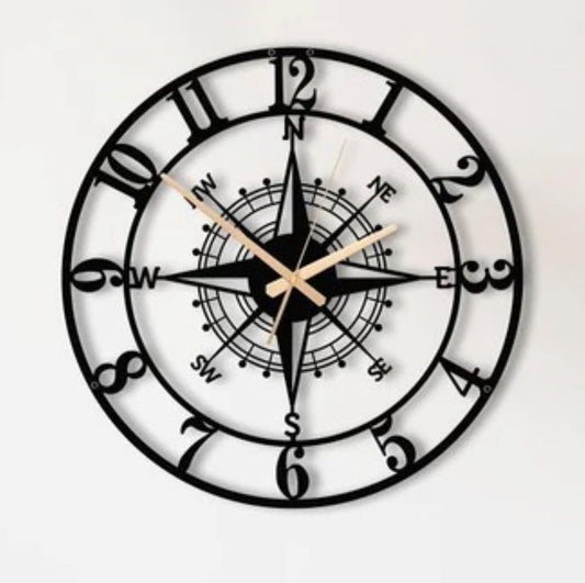 Metal Analog Wall Clock 40cm Matte Black with Classic Numerals