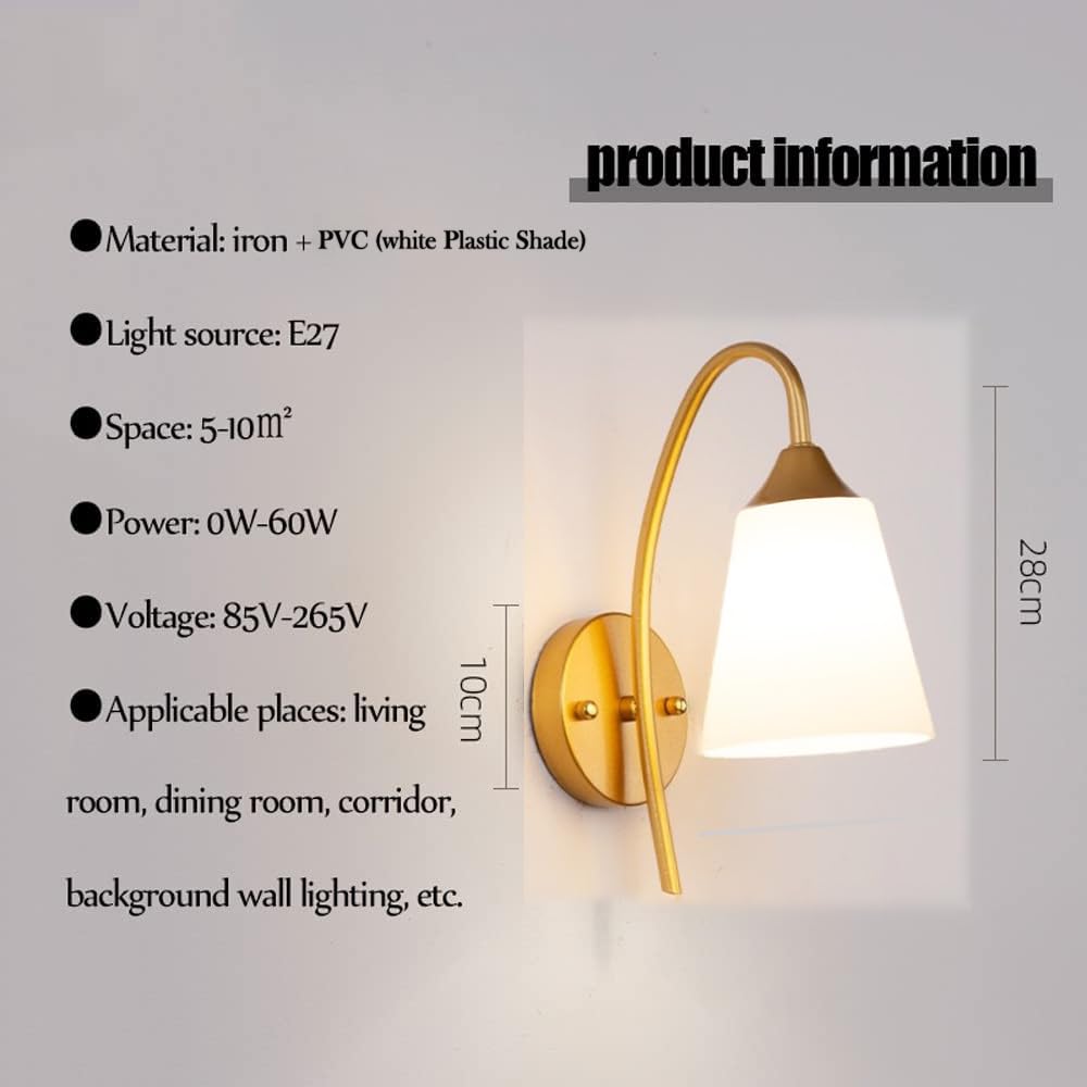 Wall Light Modern Design Gold Metal & PVC 1 Pack for Bedroom, Living Room, Kitchen