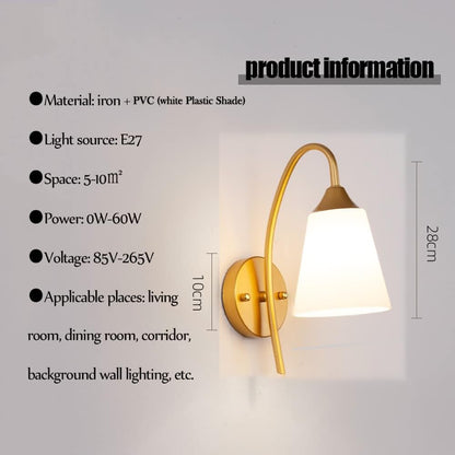 Wall Light Modern Design Gold Metal & PVC 1 Pack for Bedroom, Living Room, Kitchen