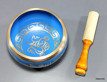 Singing Bowl 4 Inch Blue Metal Alloy Tibetan Meditation Instrument with Striker