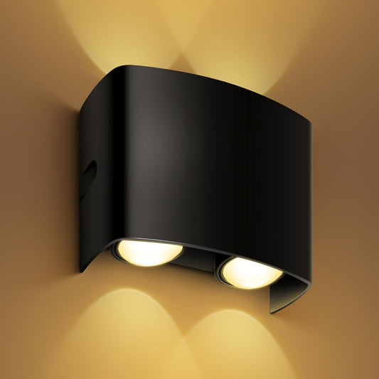 LED Wall Light Up & Down Waterproof Black Aluminium 4W 2700K
