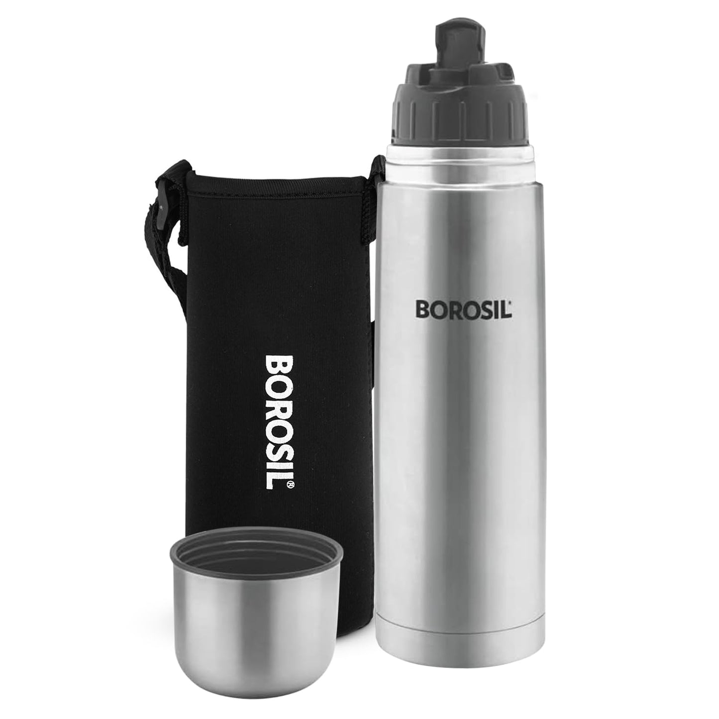 Borosil Hydra Thermo 1000 ml Stainless Steel Water Bottle | Double Wall Vacuum Insulated Flask