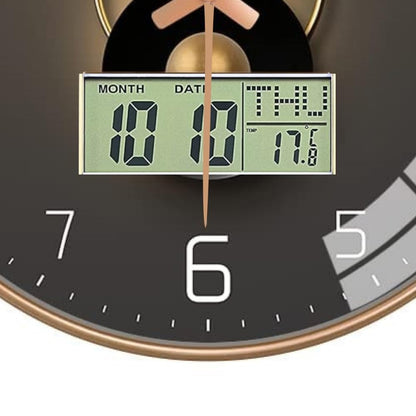 Modern Decorative Wall Clock - Silent Quartz - 4.72 x 1.5 Inch - Brown Glass & Plastic