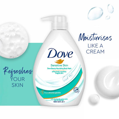 Dove Nourishing Body Wash for Sensitive Skin, 24H Moisture Lock, 1L