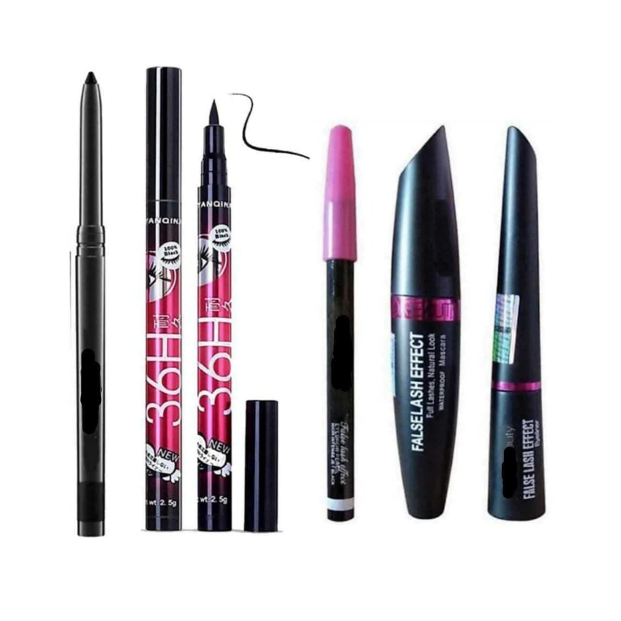 Comprehensive Makeup Kit with 5 Brushes, Eyeliner, Lipstick & More