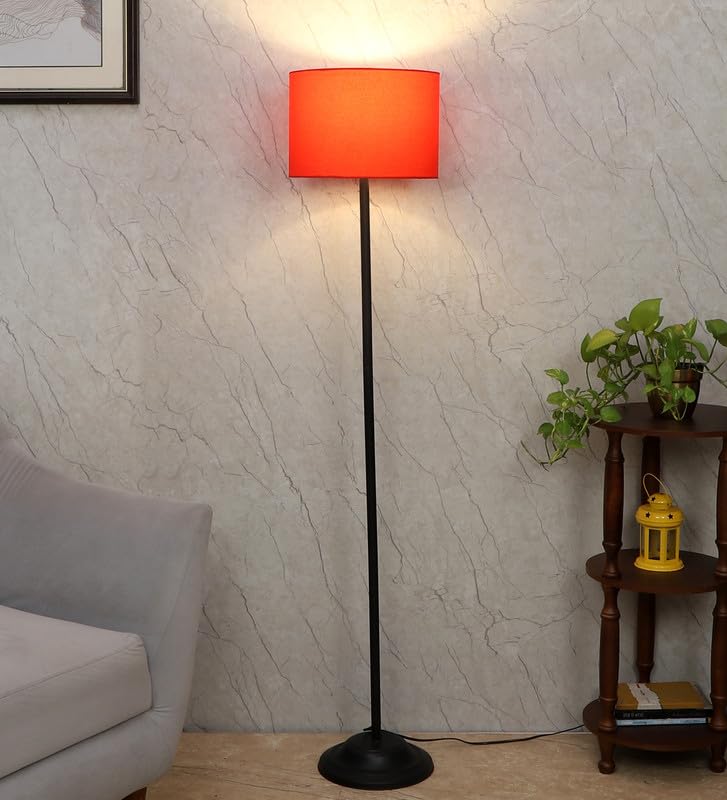 Foldable Floor Lamp with Red Shade - Metal - Height: 57 inches - Adjustable - Modern Design