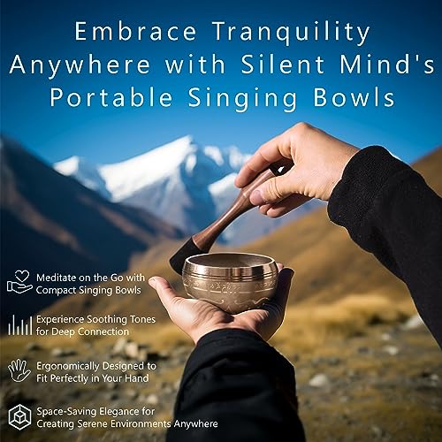 Singing Bowl Set with Dual-End Striker & Cushion - Matte Gold Finish