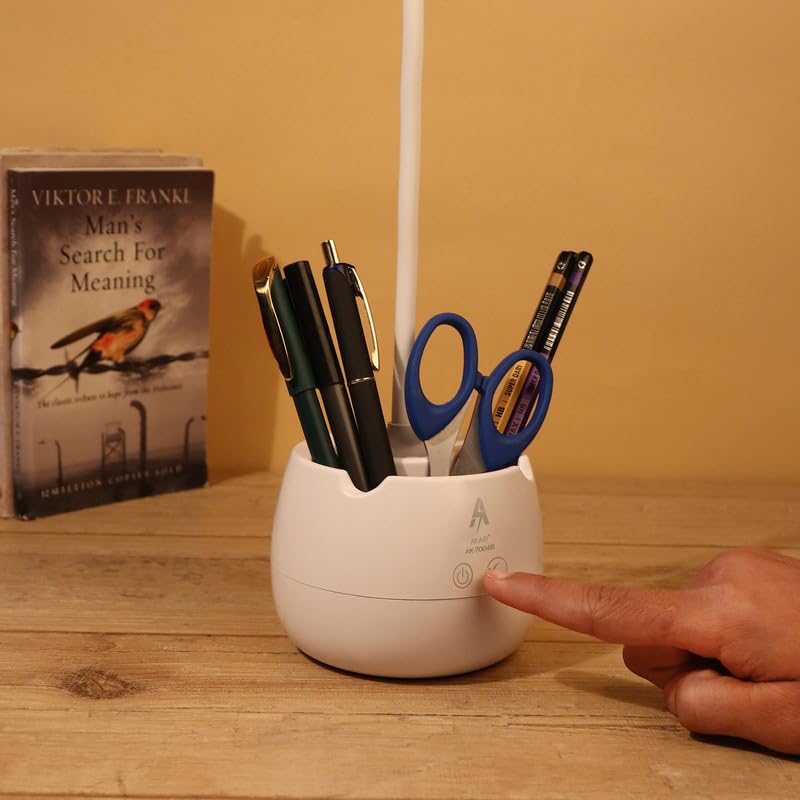 Dimmable LED Desk Lamp with Dual Touch Sensor, Flexible Gooseneck, White