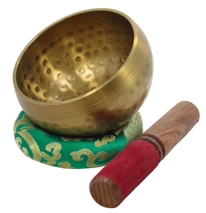 Tibetan Singing Bowl for Meditation and Yoga, Brass Alloy, Gold, 4 Inch Diameter