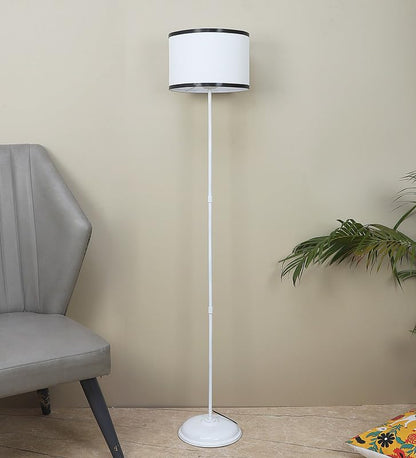 Metal Floor Lamp - Foldable Design - Black Stripe Shade - Adjustable Light - Modern Home Decor