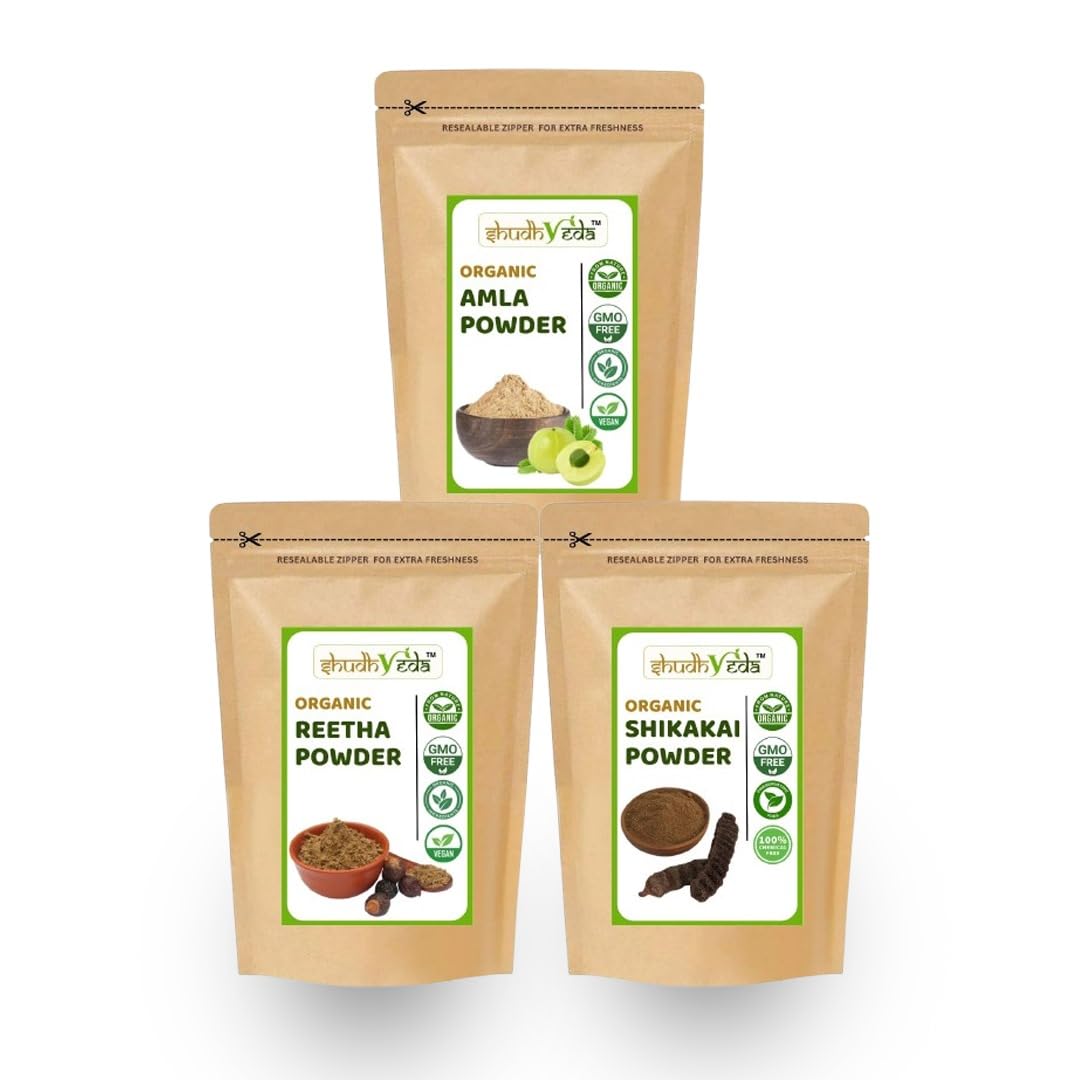 Organic Amla, Reetha & Shikakai Powder - 3-in-1 Hair Care