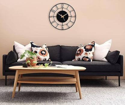 Large Metal Wall Clock with Silent Sweep Movement - 60 cm, Antique Design for Living Room and Bedroom