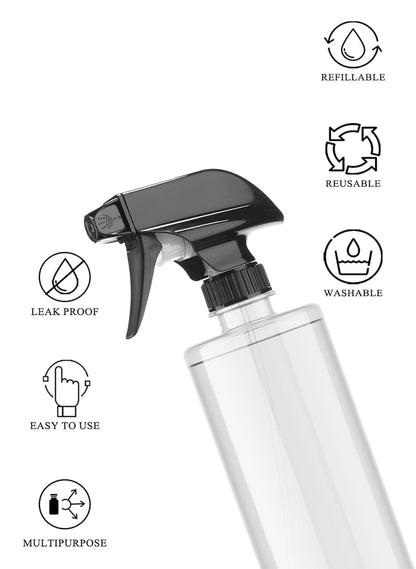 2-Pack 500ml Clear Spray Bottles for Face, Hair, Garden