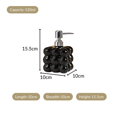 Ceramic Soap Dispenser Pump - Black - 520ml - Elegant Design - Refillable