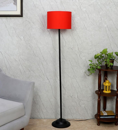 Foldable Floor Lamp with Red Shade - Metal - Height: 57 inches - Adjustable - Modern Design