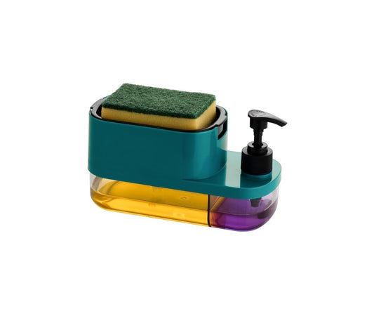 3-in-1 Soap Dispenser with Sponge Holder - Modern Design - ABS Plastic - Multicolor