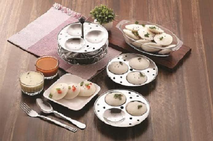 Dynore Stainless Steel Idli Stand Idli Maker 3 x 3 Plates (9 Idli), 9 liter, Silver