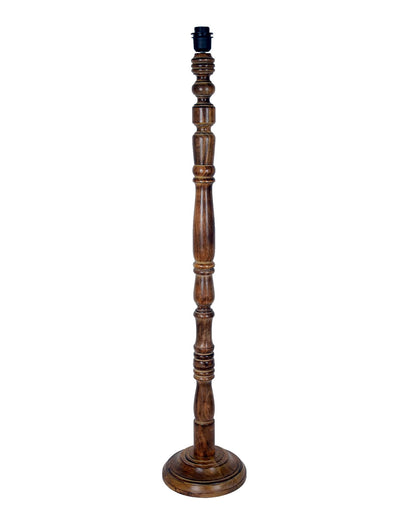 Rustic Floor Lamp with Multicolor Fabric Shade - Walnut Brown - 142x30x28 cm
