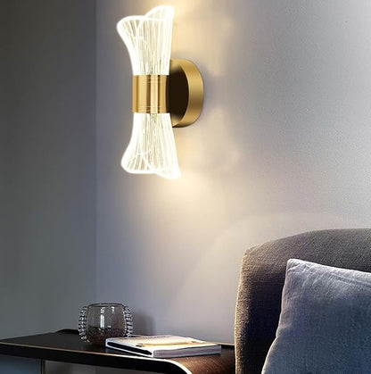 LED Wall Light with 3 Color Modes, Modern Acrylic Design, Gold Finish, 22 x 10 x 8 cm
