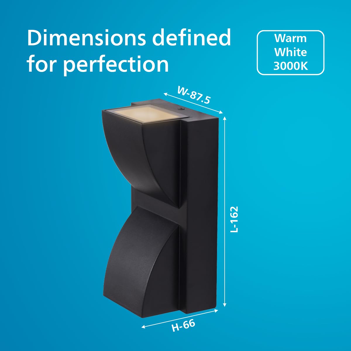 2-Way Decorative Wall Light | Black | Polycarbonate | IP65 Waterproof | 6W | Warm White