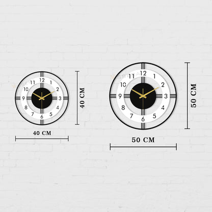 Large Silent Metal Wall Clock - Antique Design for Living Room - 60cm