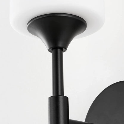 Wall Mounted Lamp Modern Accent Light Black Glass Shade E27 Bulb Compatible 30cm